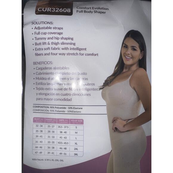 Brand New Curveez Women's Large Black Comfort Full Body Shapewear One Piece - Picture 7 of 10